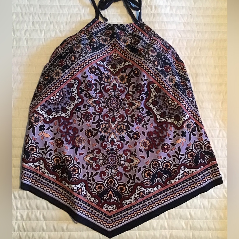New Kona Sol High Neck Tankini Top Women's Large Purple Multi New With Tag